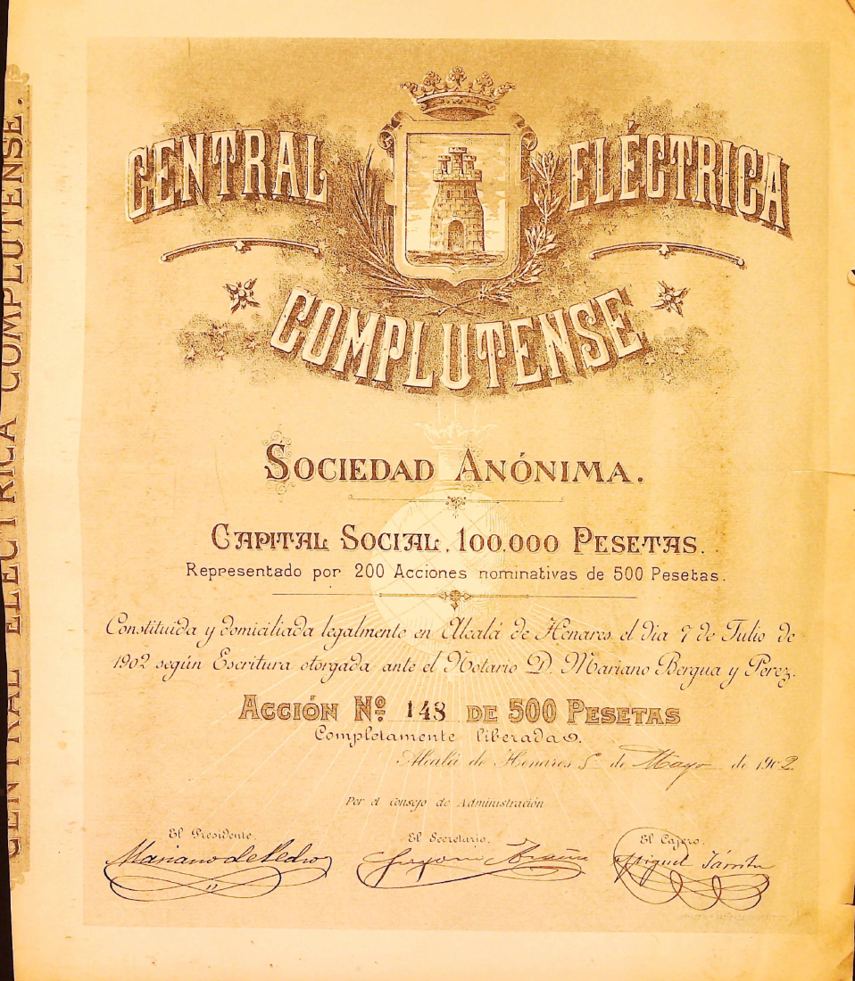 Acción de la Central Eléctrica Complutense: reproducción digital del documento histórico